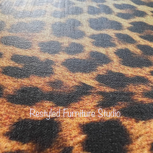 Decoupaging Furniture with Fabric Restyled Furniture Studio Leopard Print
