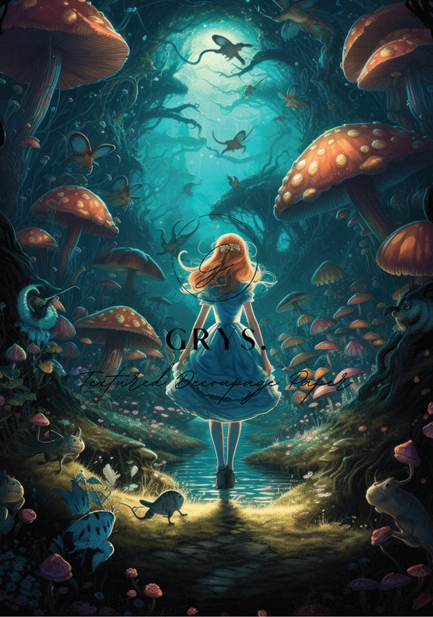 Grys Textured Decoupage Paper - Alice in Wonderland