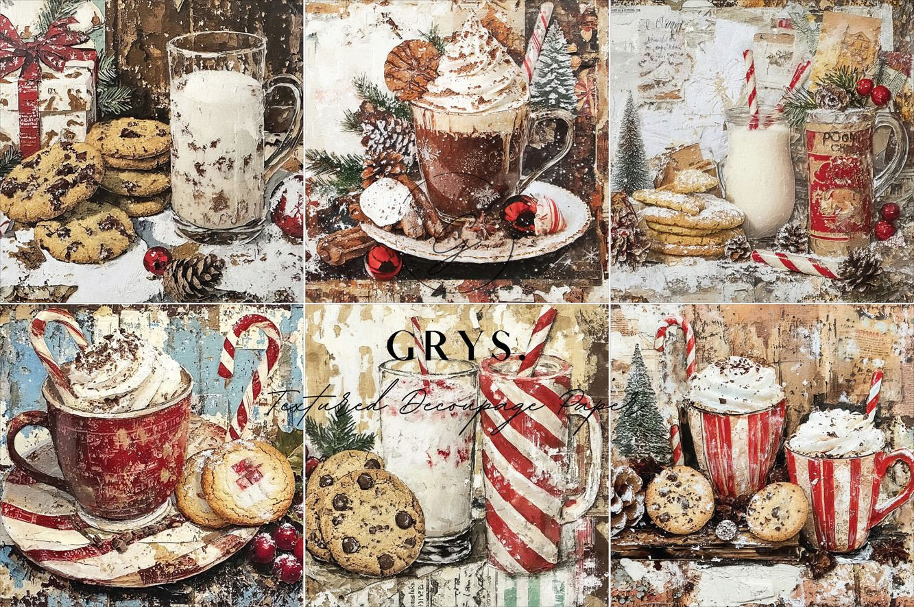 Grys Textured Decoupage Paper - Christmas Cheer (Sixes)