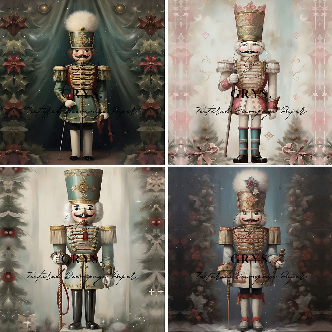 Grys Textured Decoupage Paper - Christmas Nutcrackers