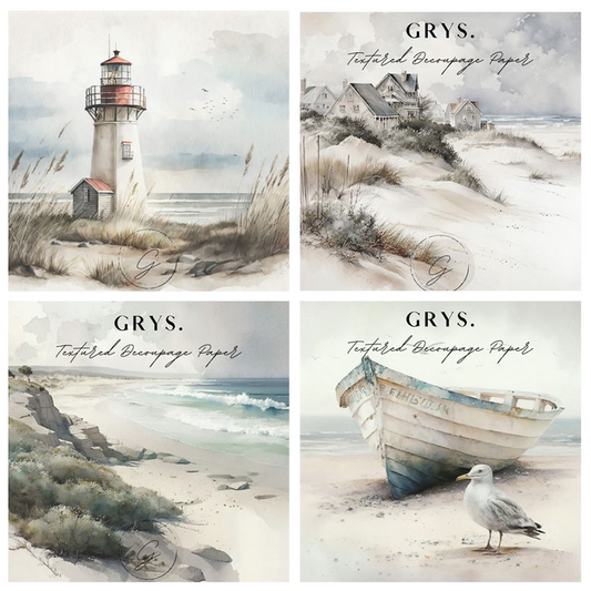Grys Textured Decoupage Paper - Coastal (Fours)