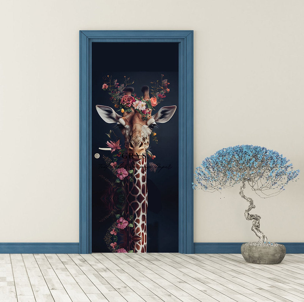 Grys Textured Decoupage Paper - Gerry Giraffe Door Panel