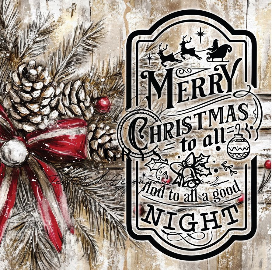 Grys Textured Decoupage Paper - Merry Christmas