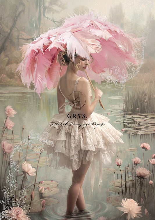 Grys Textured Decoupage Paper - Petals and Parasols