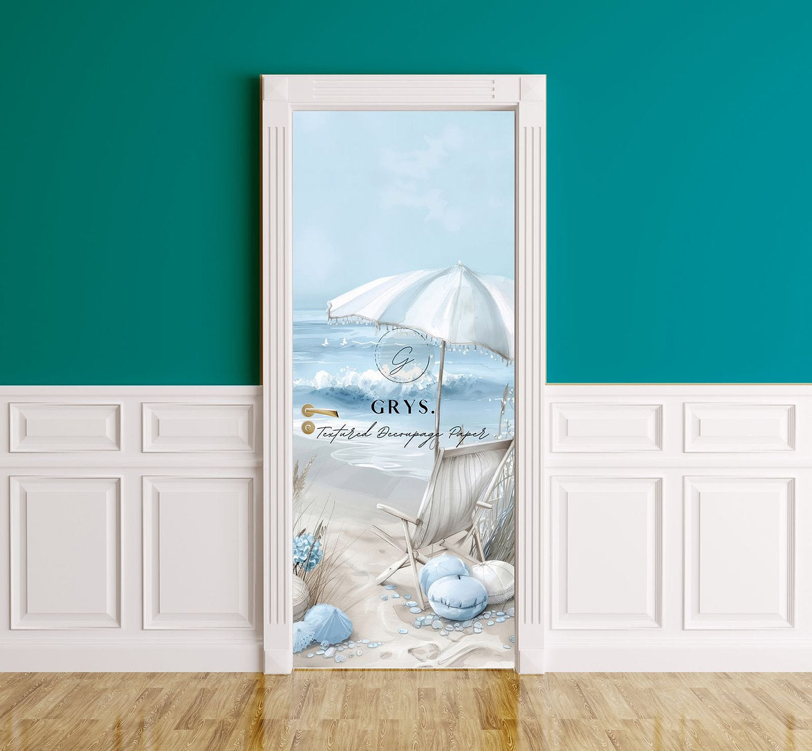 Grys Textured Decoupage Paper - Beach Chair Door (Large)
