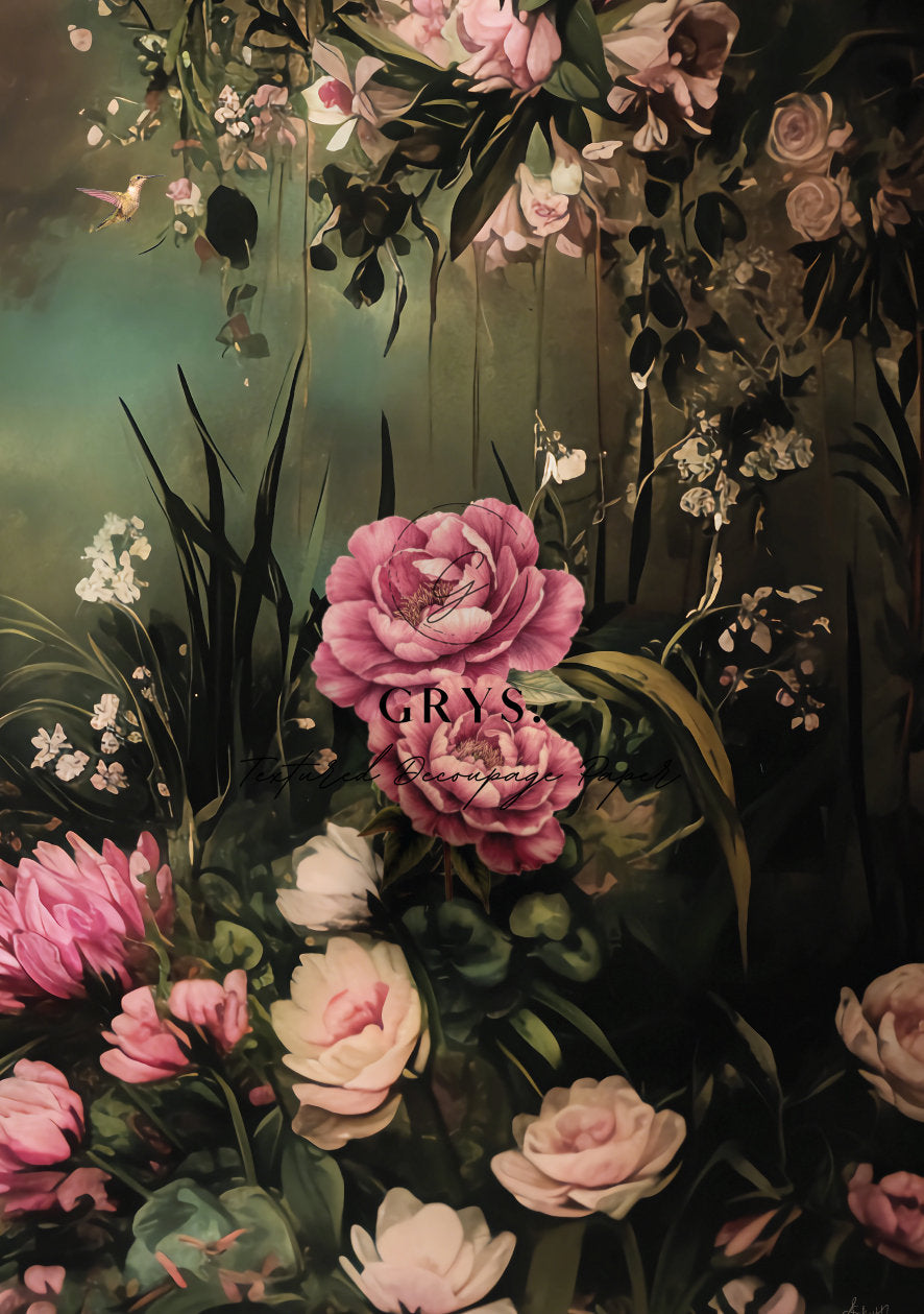 Grys Textured Decoupage Paper - Elegant Garden