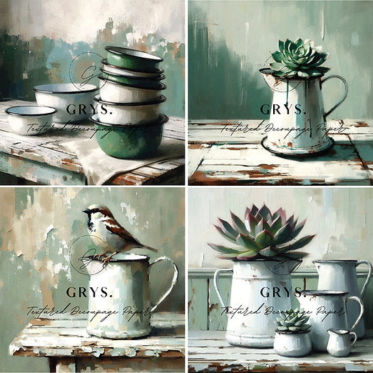 Grys Textured Decoupage Paper - Enamel Delights (Fours)