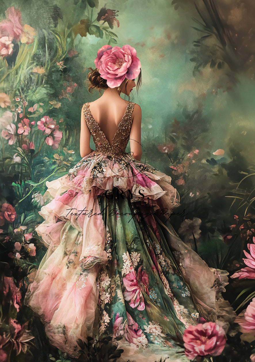 Grys Textured Decoupage Paper - Flowering Elegance