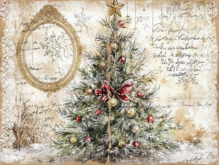 Grys Textured Decoupage Paper - Red & Rustic  - Christmas Tree