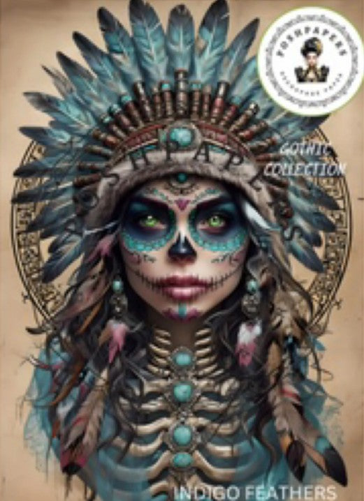 Posh Papers Decoupage Paper - Indigo Feathers