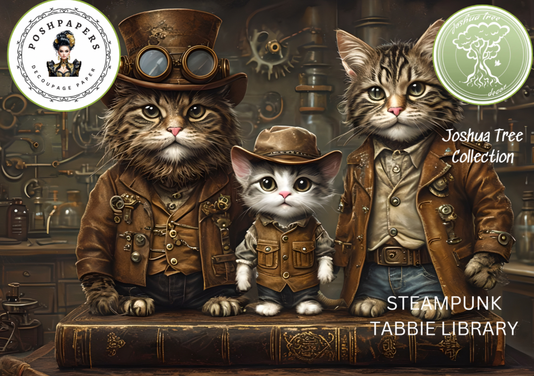 Posh Papers Decoupage Paper - Steampunk Tabbie Library