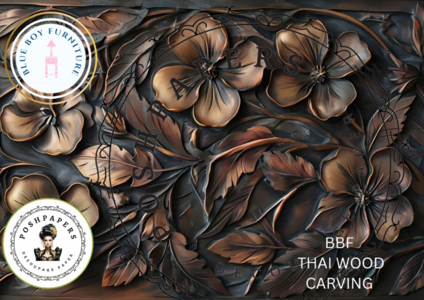 Posh Papers Decoupage Paper - Thai Wood Carving
