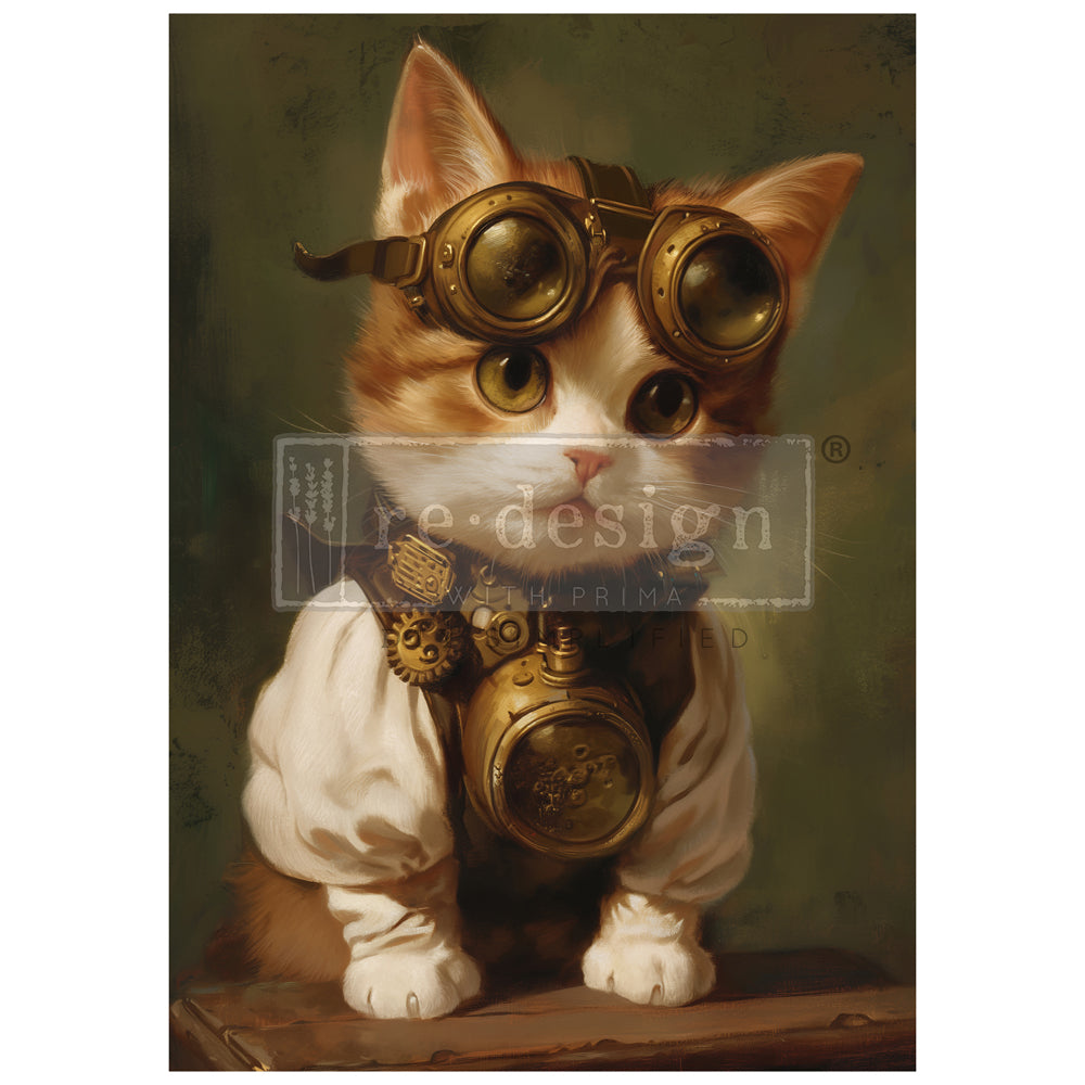 Redesign A1 Decoupage Fiber Décor Tissue Paper - Clockwork Kitty