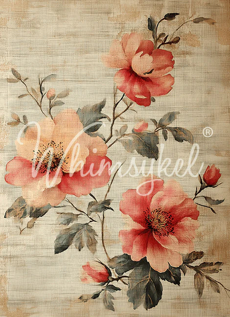 Whimsykel Decoupage Paper - Linen Flowers