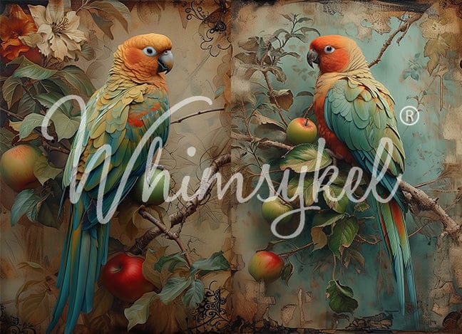 Whimsykel Decoupage Paper - Parrot Paradise