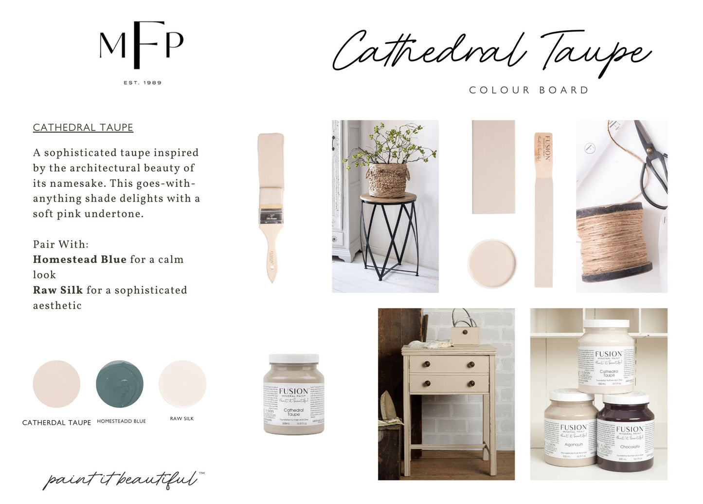 Restyled Furniture Studio Yarra Valley Melbourne Australia Fusion Mineral Paint Furniture Painting Supplies Cathedral Taupe