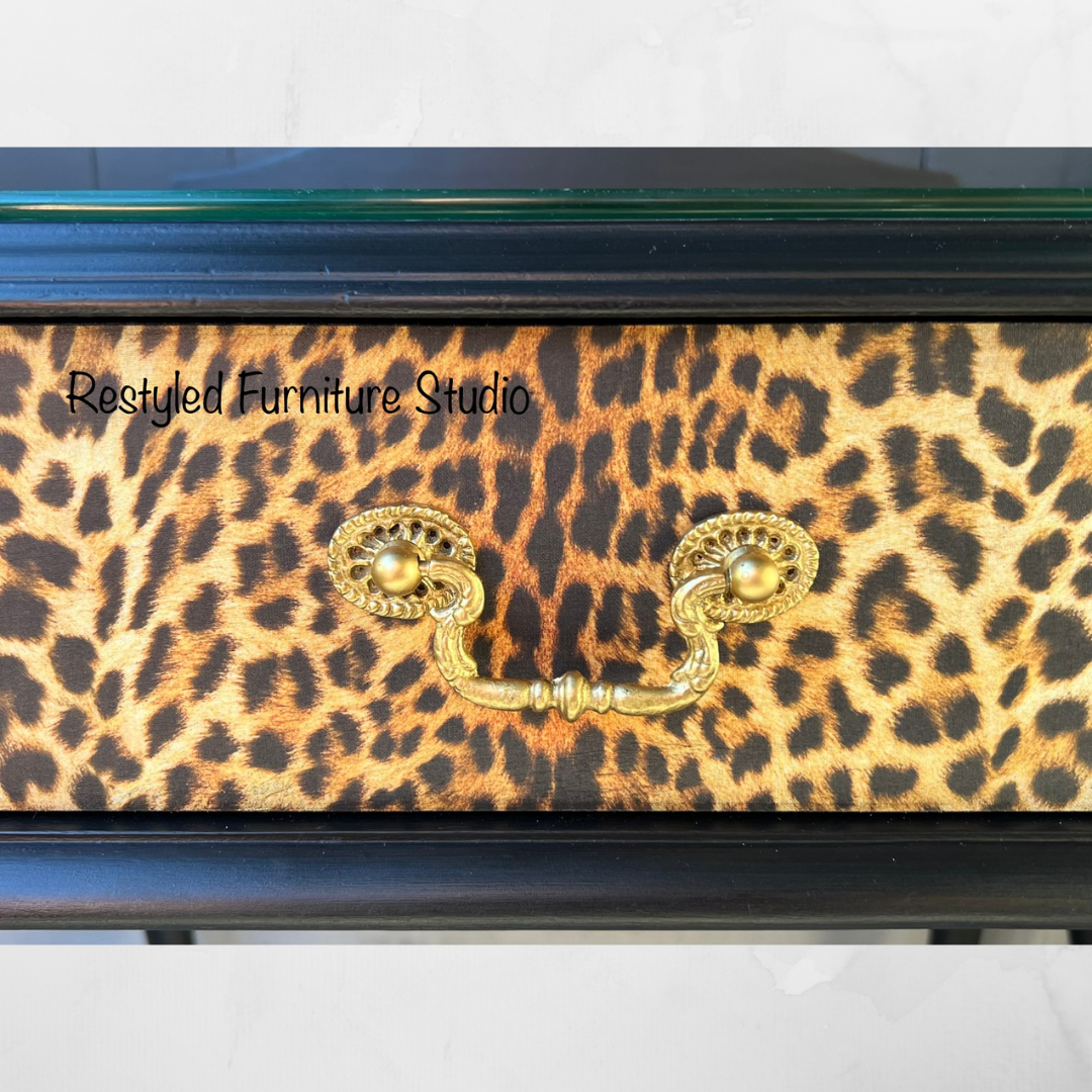 Leopard Print Queen Anne Bedside Tables by Restyled Furniture Studio