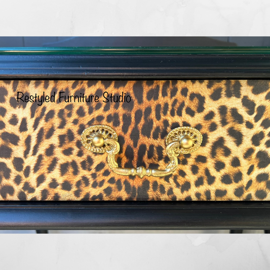 Leopard Print Queen Anne Bedside Tables by Restyled Furniture Studio