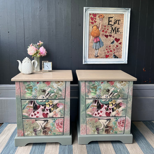 Alice in Wonderland Bedside Table/Drawersby Restyled Furniture Studio