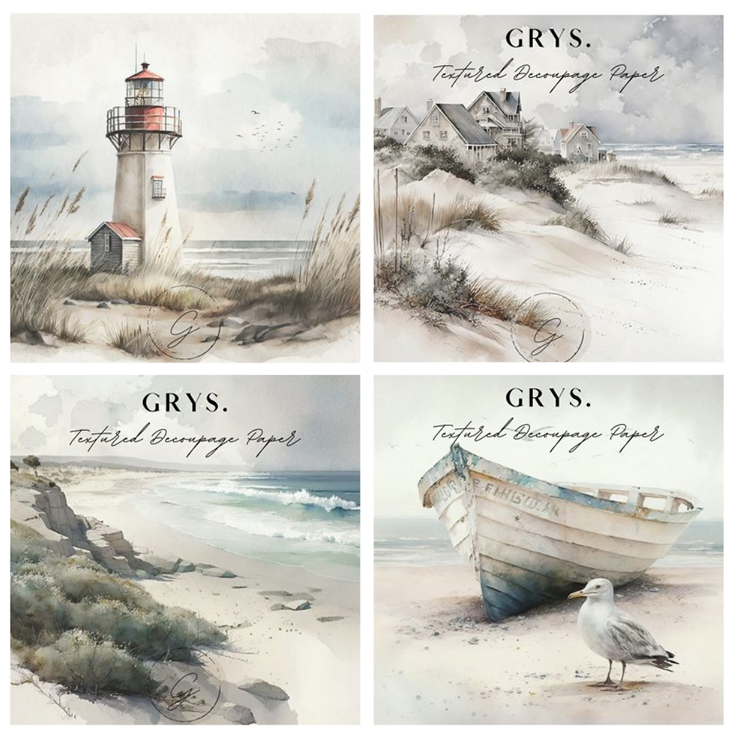 Grys Textured Decoupage Paper - Coastal (Fours)