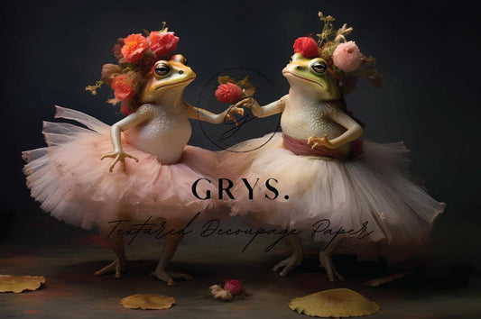Grys Textured Decoupage Paper - Dancing Toads