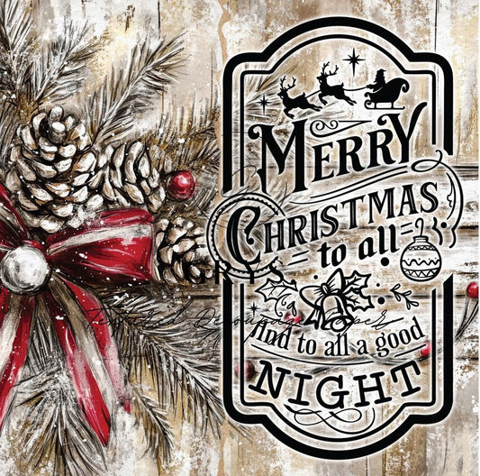 Grys Textured Decoupage Paper - Merry Christmas