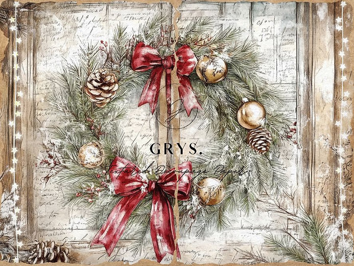 Grys Textured Decoupage Paper - Red & Rustic Christmas