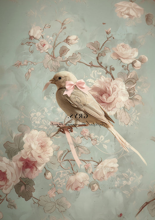 Grys Textured Decoupage Paper - Petal Perch Left Facing