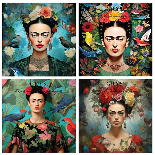 Grys Textured Decoupage Paper - Frida (Fours)