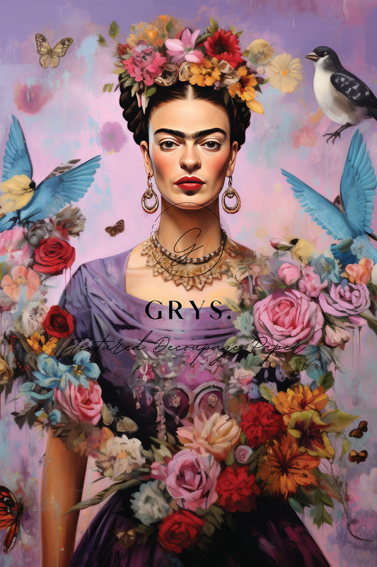 Grys Textured Decoupage Paper - Frida in Purple