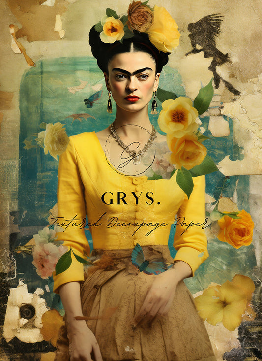 Grys Textured Decoupage Paper - Frida in Yellow