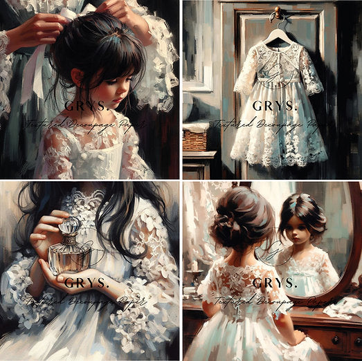 Grys Textured Decoupage Paper - Little Girls (Fours)
