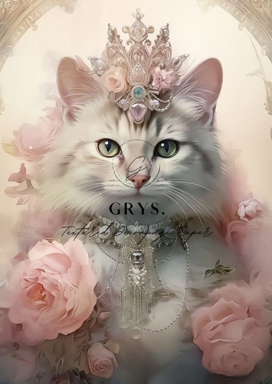 Grys Textured Decoupage Paper - Mrs Cat