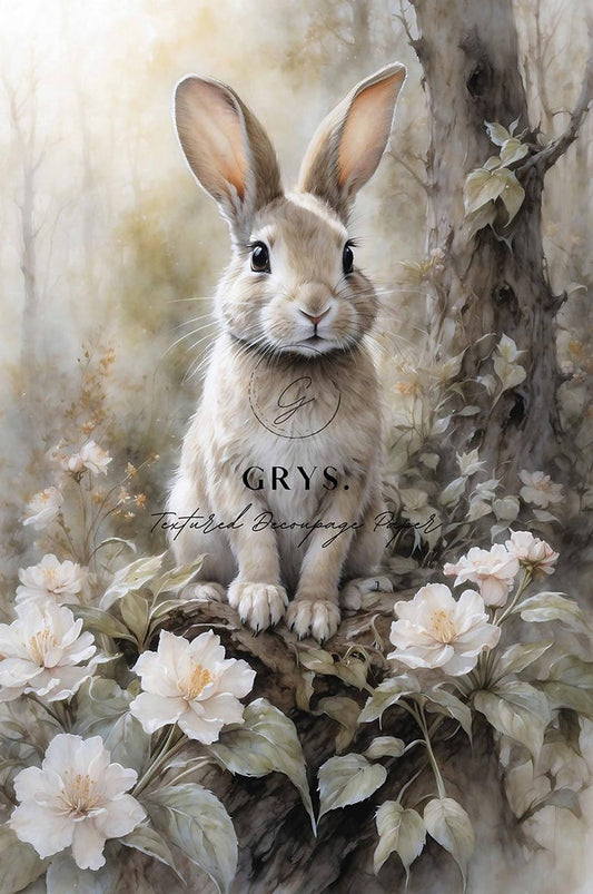 Grys Textured Decoupage Paper - Small Spring Bunny