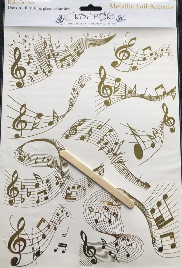 Hokus Pokus Roses Musical Notes Gold Foil Transfer