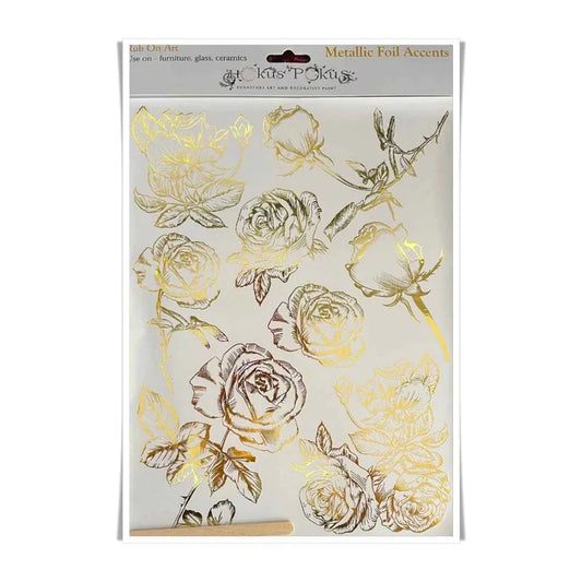 Hokus Pokus Roses Metallic Gold Foil Transfer