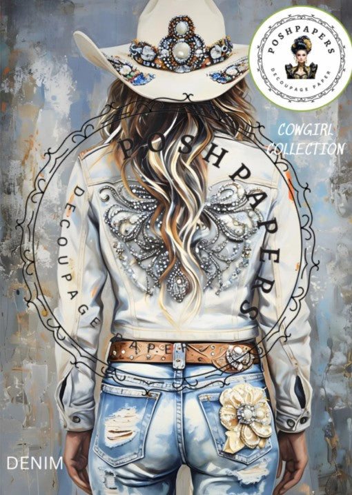 Posh Papers Decoupage Paper - Cowgirl Denim