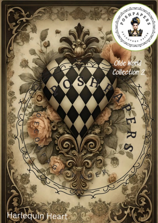 Posh Papers Decoupage Paper - Harlequin Heart