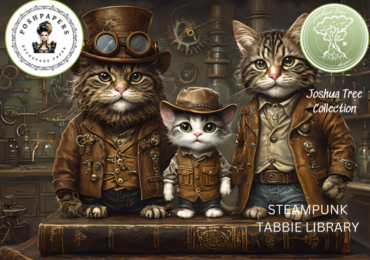Posh Papers Decoupage Paper - Steampunk Tabbie Library