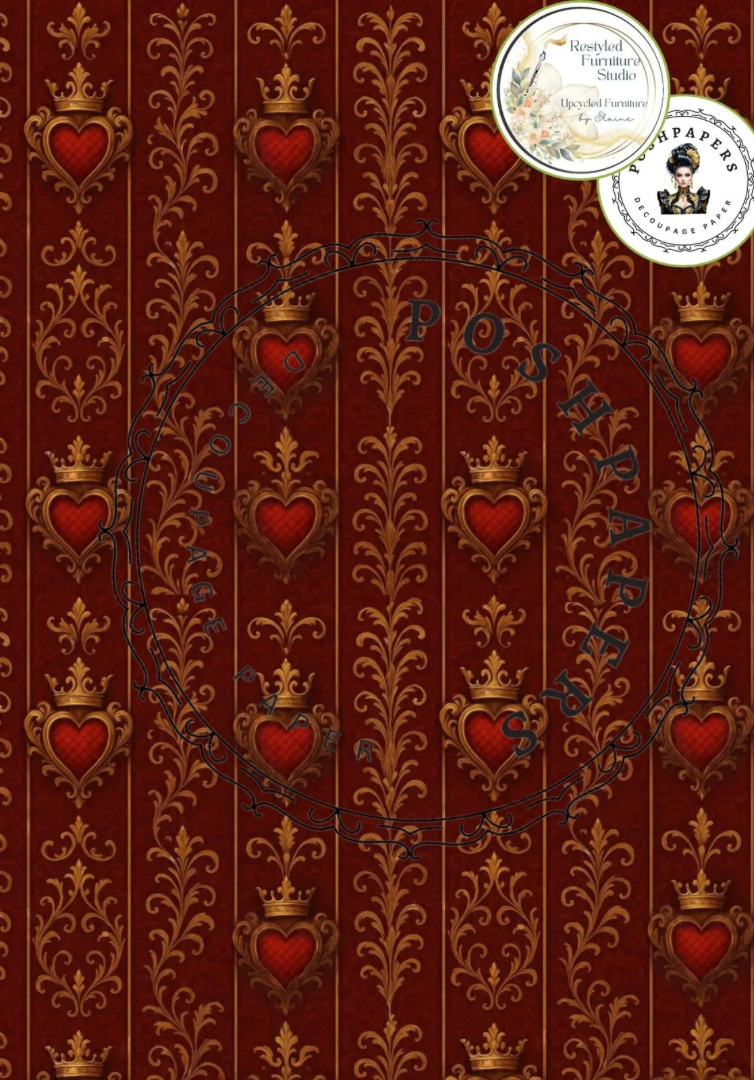 Posh Papers Decoupage Paper - Queen of Hearts Wallpaper