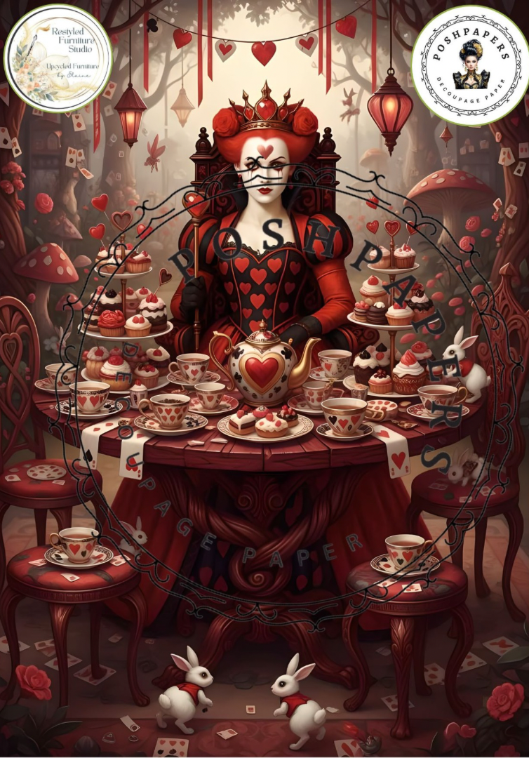Posh Papers Decoupage Paper - Queen of Hearts Tea Party