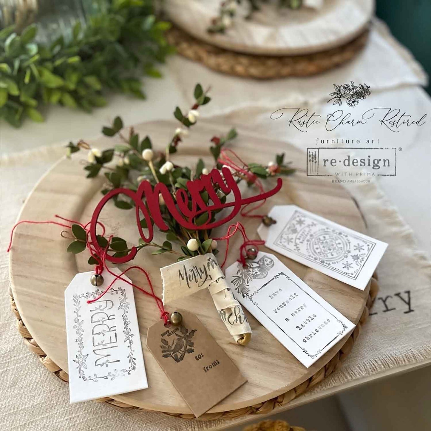Redesign with Prima -  Christmas Decor Stamps Santa's Helper tags