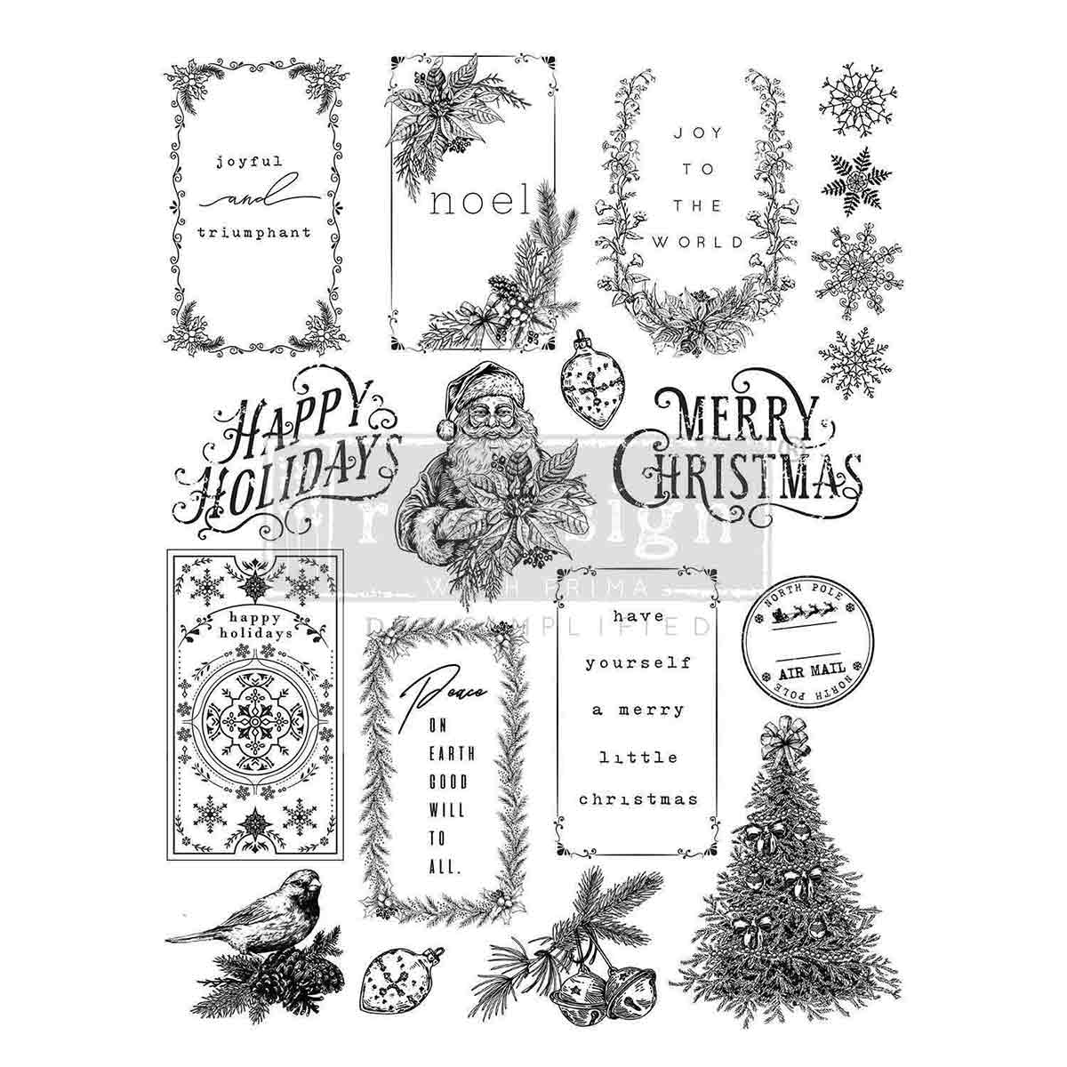 Redesign with Prima -  Christmas Decor Stamps Santa's Helper tags