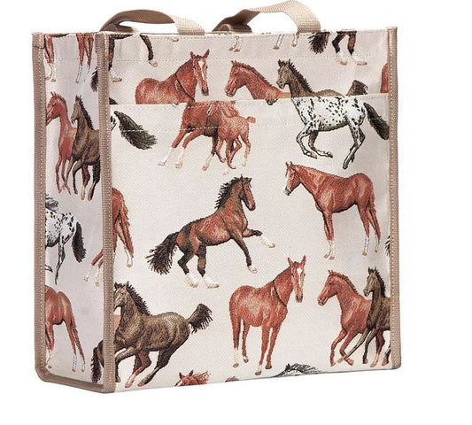 Signare Tapestry Grocery Bag - Running Horses