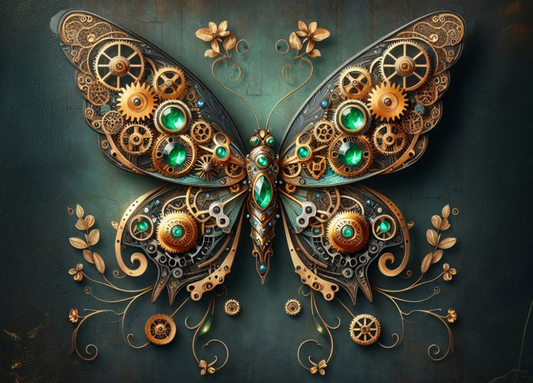 Three Yellow Goats Decoupage Paper - Steampunk Butterfly