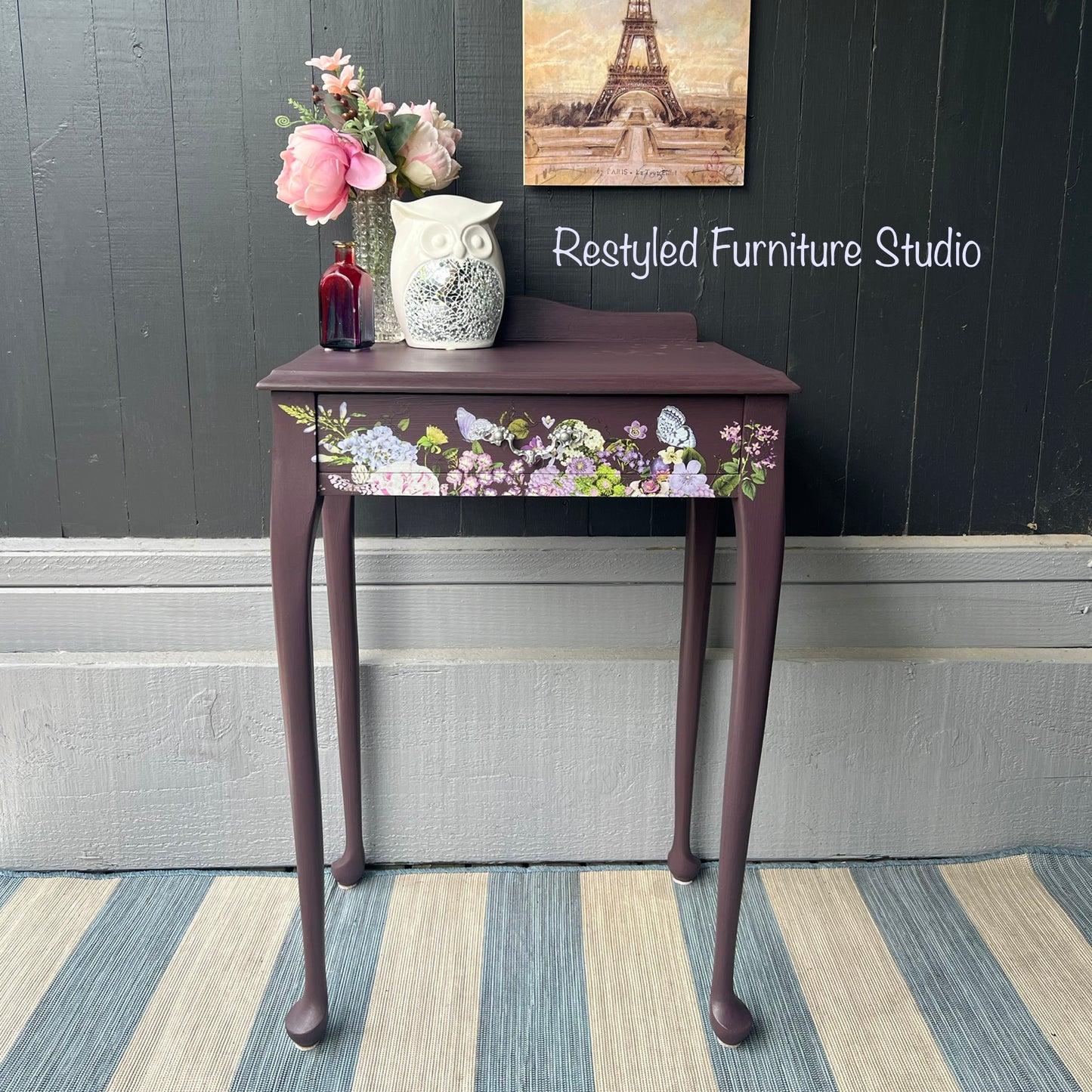 Luxe Twilight Geranium Purple Queen Anne Bedside Table