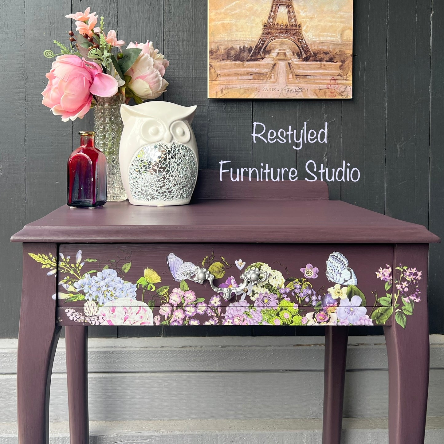 Luxe Twilight Geranium Purple Queen Anne Bedside Table