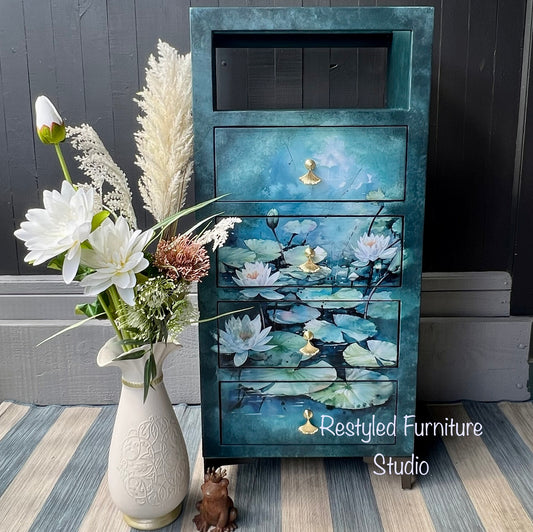 Restyled Furniture Studio Yarra Valley Melbourne Australia Melbourne Australia Whimsykel Designs Waterlilies Painted Furniture