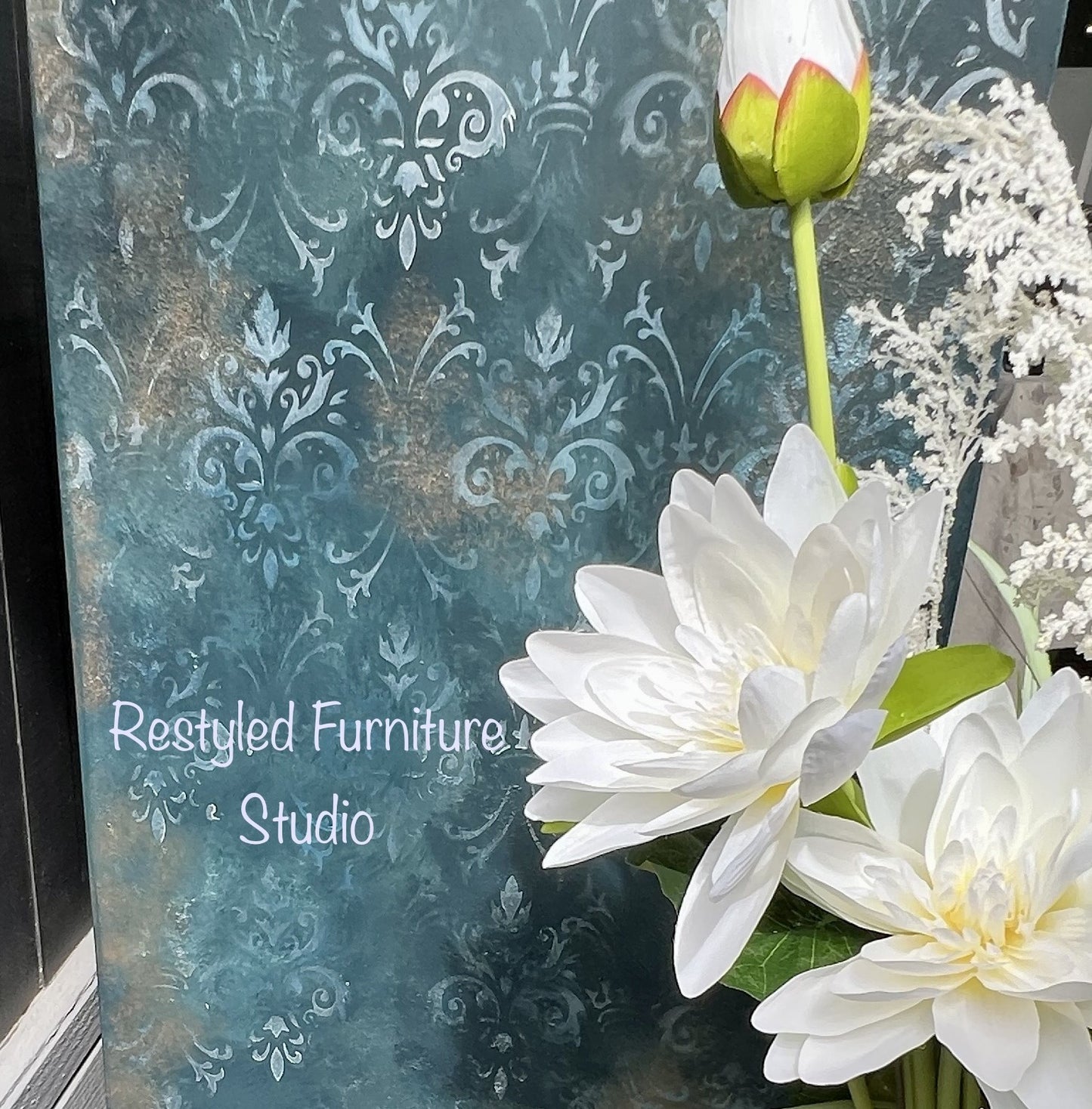 Restyled Furniture Studio Yarra Valley Melbourne Australia Melbourne Australia Whimsykel Designs Waterlilies Painted Furniture