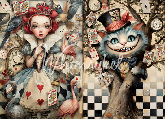 Whimsykel Decoupage Paper - Chester and Queen of Hearts Duo